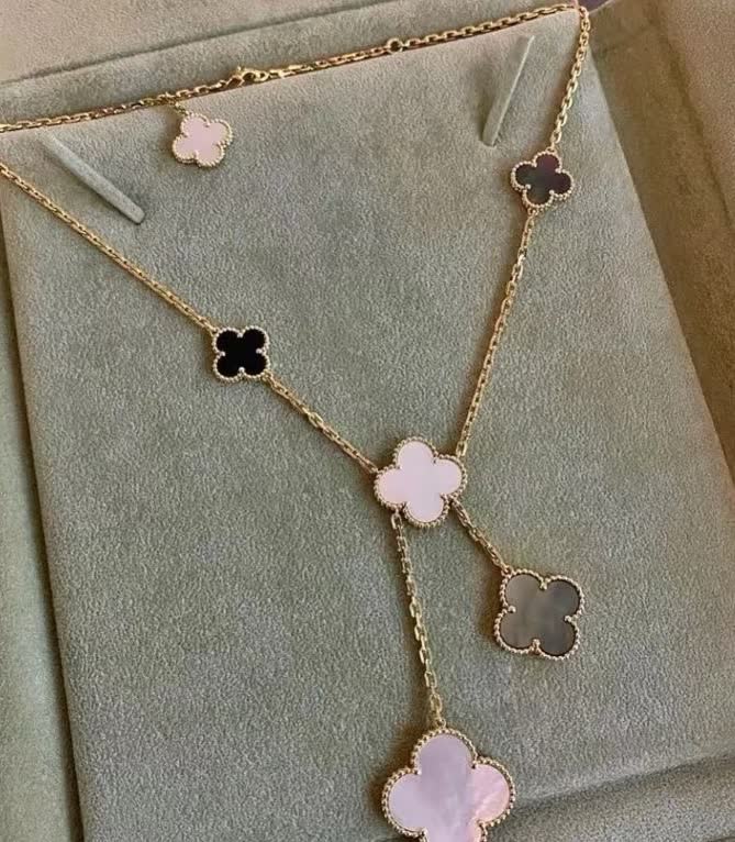 Van Cleef & Arpels Alhambra Gold and Enamel Necklace